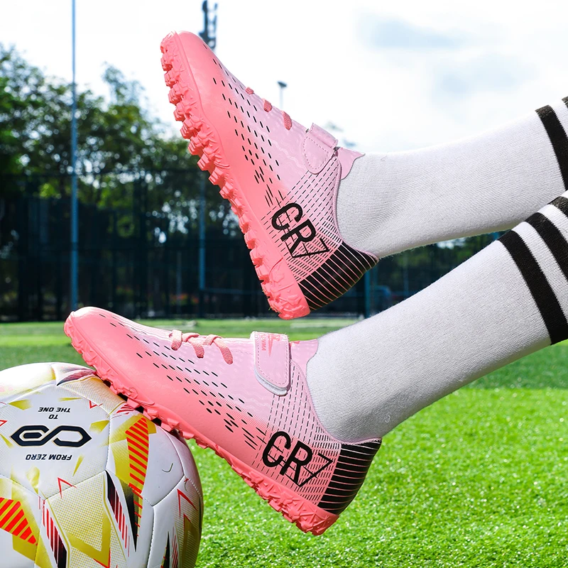 Nuevas botas de fútbol para niños, zapatillas deportivas para exteriores, zapatos de fútbol para niños y niñas, botines de fútbol con gancho y bucle, zapatillas de fútbol sala 28-39