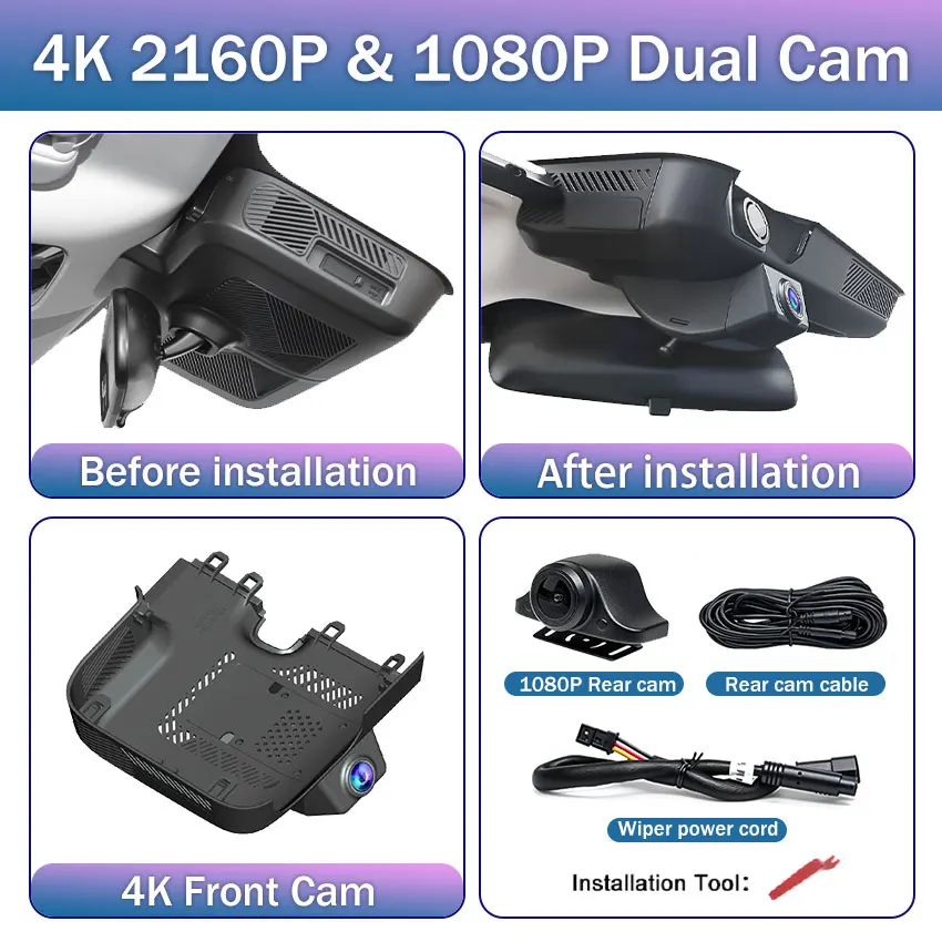 For Chery Explore 06 Jaecoo 7 J7 PHEV 2023-2026, 4K 2160P Dash Cam Front and Rear Car DVR Camera Plug and Play Video Recorder image 3