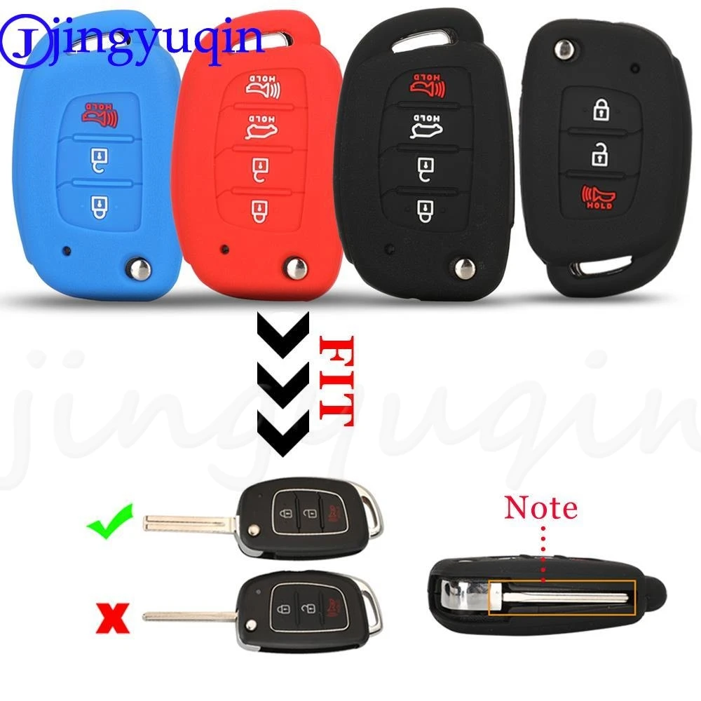 

jingyuqin 10X 3/4BTN Remote Key Case Silicone For Hyundai Tucson Sonata Elantra Mistra Solaris Accent Santa Fes Car Accessories