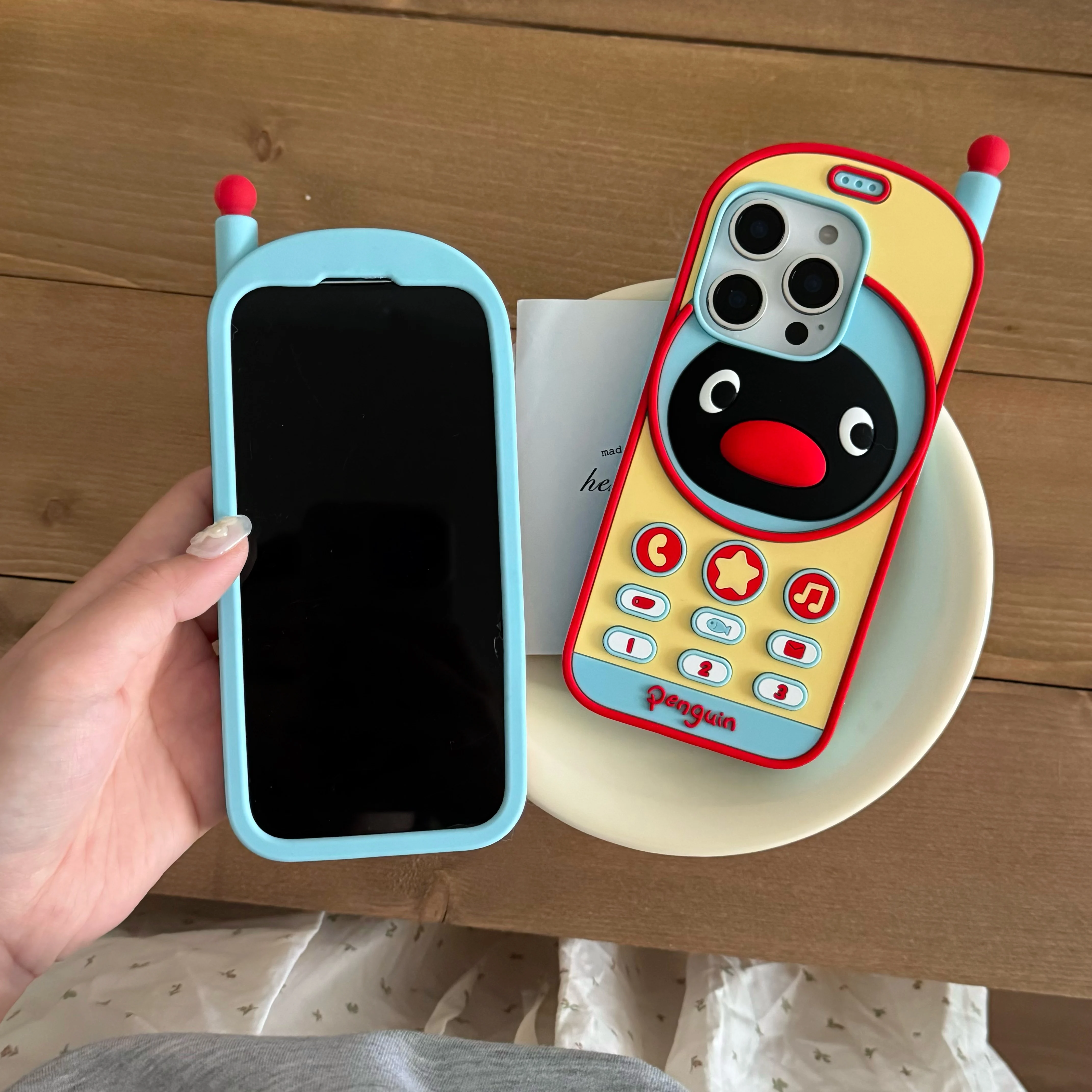 

3D Cute Cartoon Penguin Mobile Phone Shape- Soft Silicone Phone Case for iPhone 12 13 14 15 16 Pro Max Phone Back Cover Durable