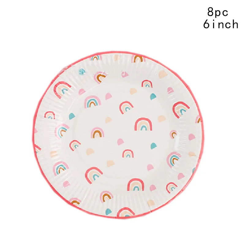 Rainbow Stars Pattern Disposable Tableware Cartoon Rainbow Cloud Plates Napkins Kids Girls Happy Unicorn Birthday Party Supplies