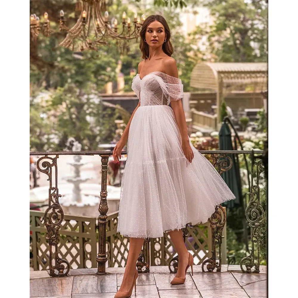 

2024 Elegant New Strapless Off the Shoulder Snow Tulle Short Cocktail Dress Women's Formal Dress