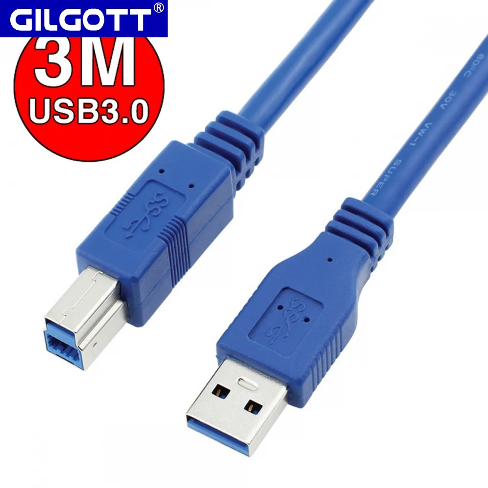 

USB 3.0 Φ 3,0 A Male AM к USB 3,0 B Type Male BM USB3.0 Cable1.8m 3m