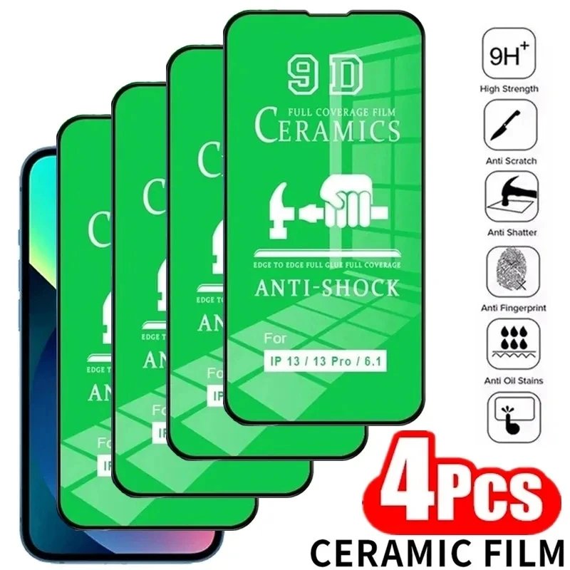 1-4 sztuki folii ceramicznej HD do iPhone 14 13 Mini 15 16 17 18 11 12 Pro Max 8 7 Plus, ochrona ekranu do iPhone XS X XR SE.