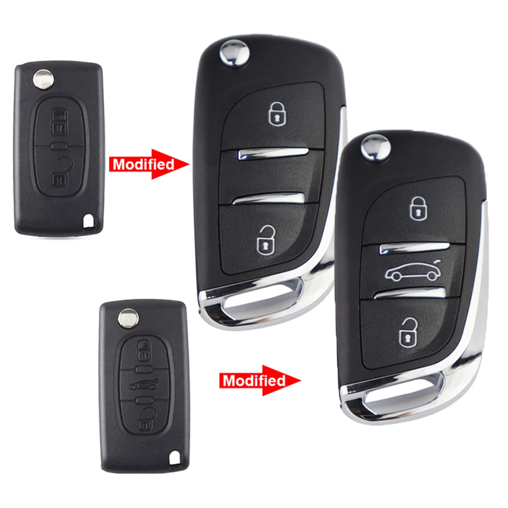 Chave remota do carro escudo para peugeot 208 307 406 308 206 306 307 407 807 207 607 107 parceiro