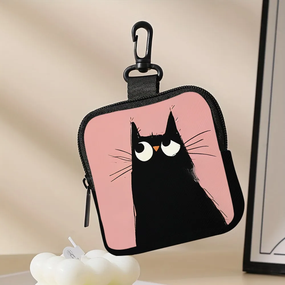 Trendy Mini Cat Coin Purse Water-resistant Lightweight Zipper Storage Bag Portable PVC Wallet Friends Gift