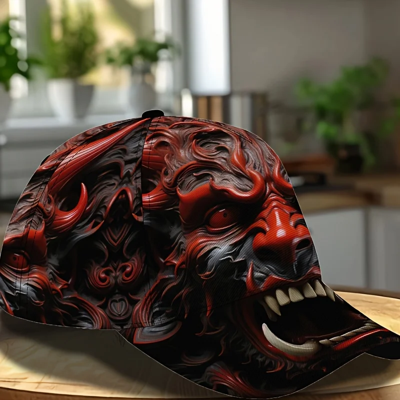 Breathable Adjustable Baseball Cap Fierce Monster Head Pattern Hip Hop Sports Cap Soft and Lightweight Suitable for Outdoor