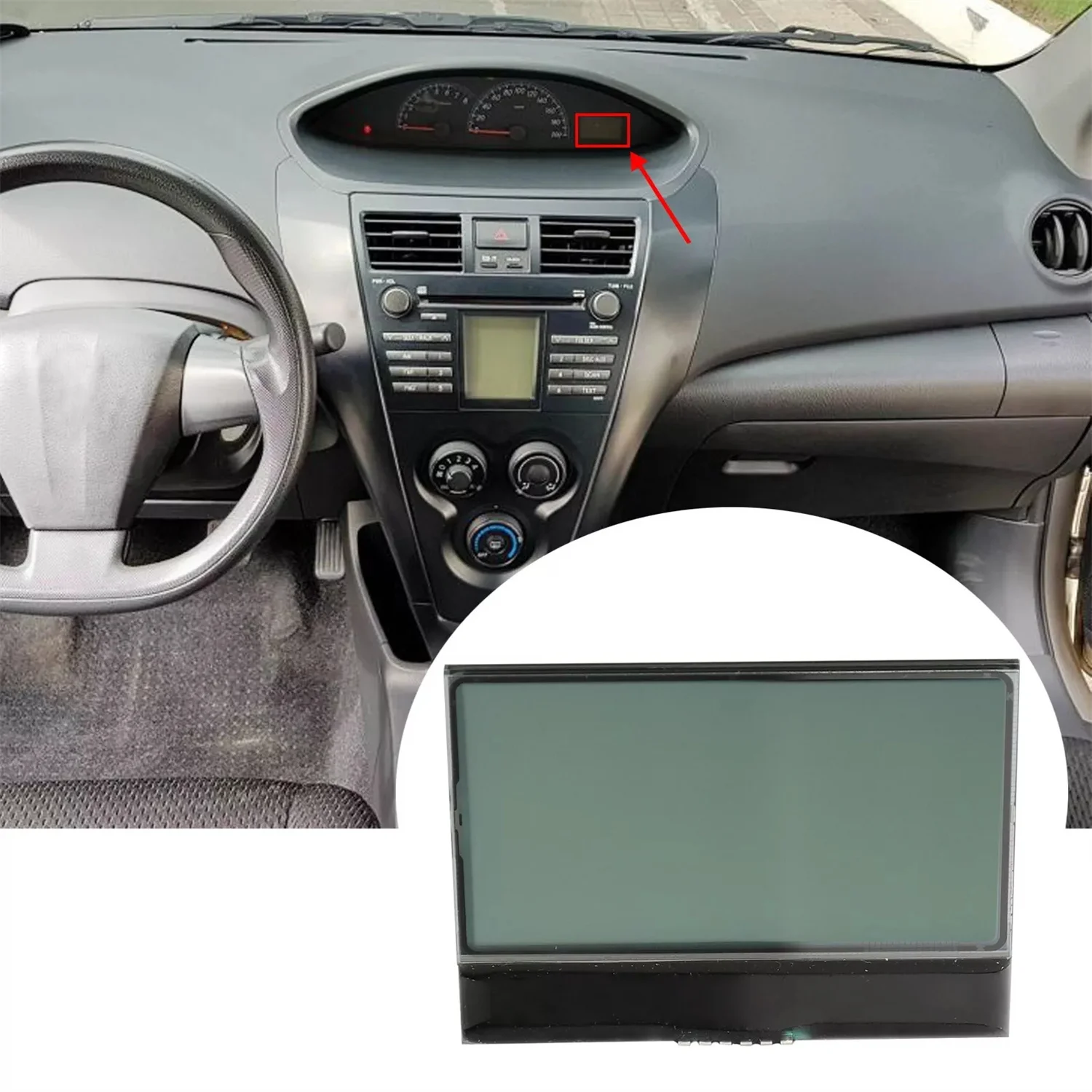 

1PC LCD Screen Dashboard Black Display Capabilities Cluster Instrument Replacement For 2008-2012 Toyota Vios