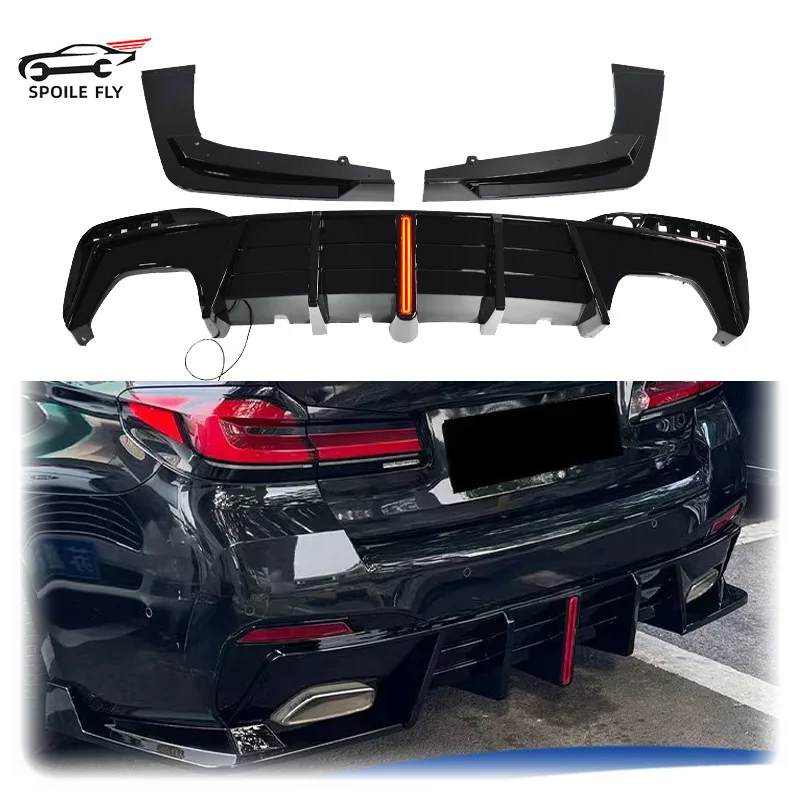 

2017 To 2023 For BMW G30 530i 530d 530e 550i 550d M Sport MP TOP Style Rear Bumper Lip Diffuser Splitter Spoiler With LED Brake