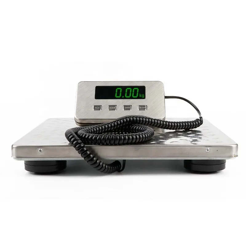 30*30cm LED Stainless Steel Rechargeable Platform Scale Floor Weight 200kg Postal Scale Electronic Weighing Balance