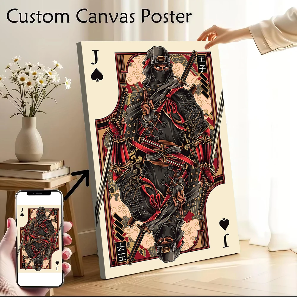 Ninja of Spades Printed Canvas Poster Personalized High Quality Wall Art Paintings for Specialty and Themed Home Decor Items