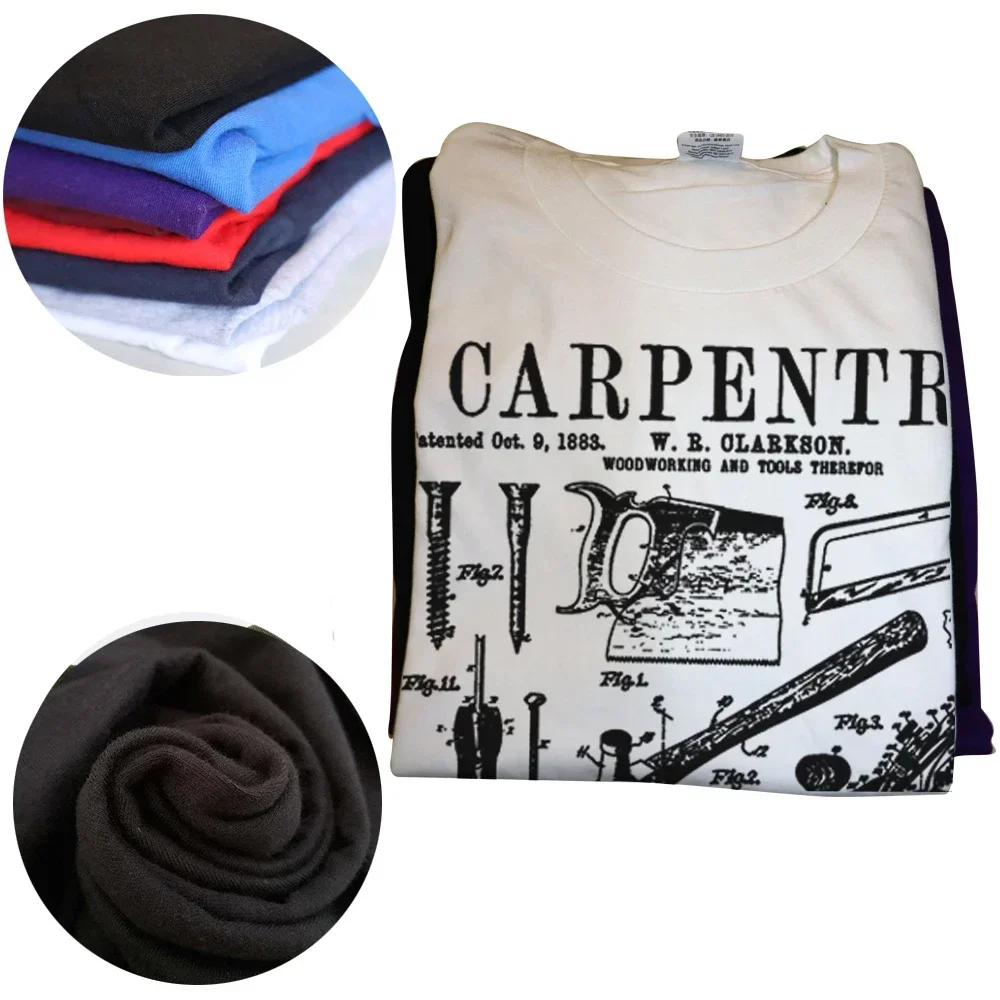 Summer Graphic Cotton Streetwear Birthday Gifts Carpentry Carpenter Tools Handyman Vintage Patent T Shirts T-shirt Mens Clothing