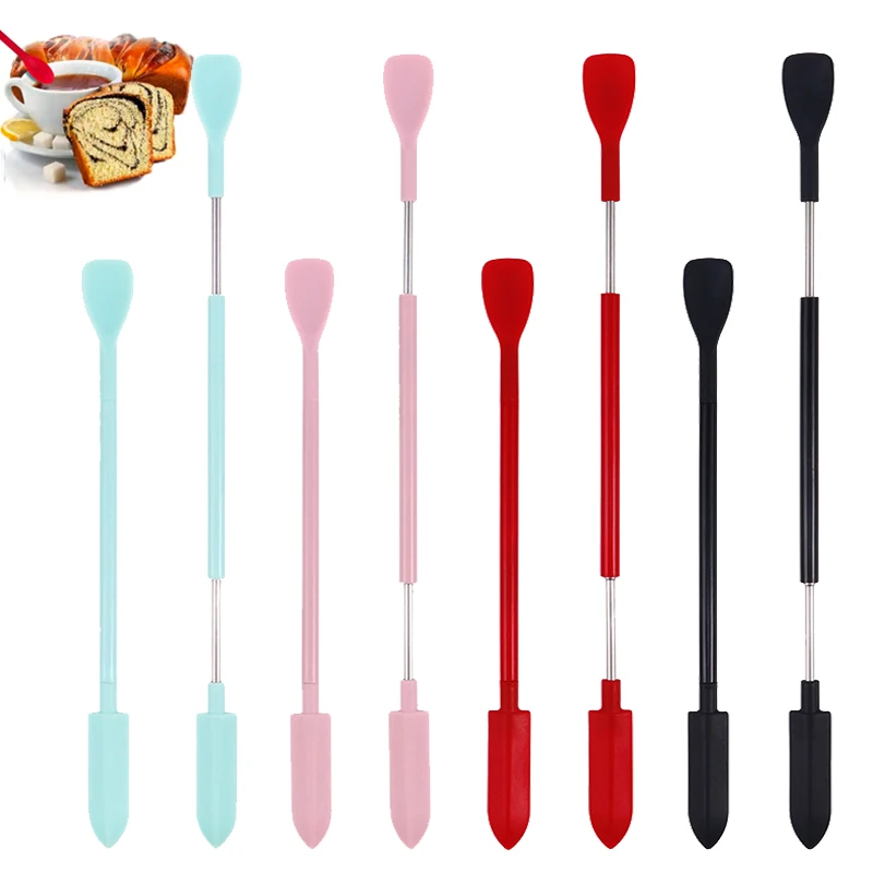 Children's Household Jam Double Silicone Spatula Spoon Cosmetic Makeup Mini Spatula Tool Pointed Jam Spatula Kitchen Accessories