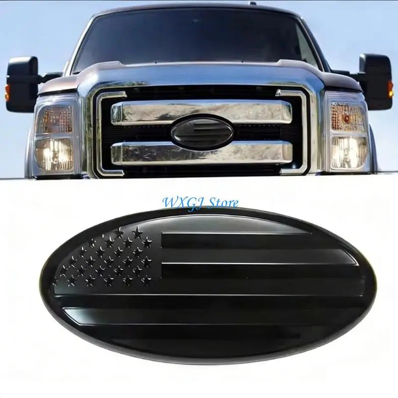 

37JE Truck Front Rear Hood American Flag Designs ABS Base & Aluminum Material Simple Installation for Car F150 F250