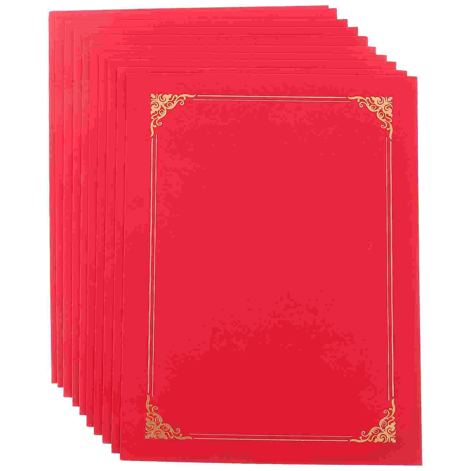 10 Pcs Signing Contract Certificate Envelope Presentation Folder Diploma Holder Blank Document Paper Cover