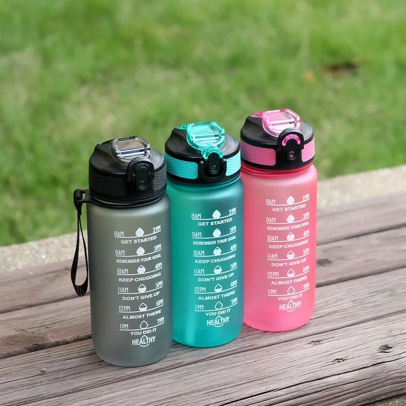 600ml Gradient Color Water Cup Plastic Sports Outdoor Bottle with Straw Handle Drinking Cup Fitness Pink Portable Drinkware 4