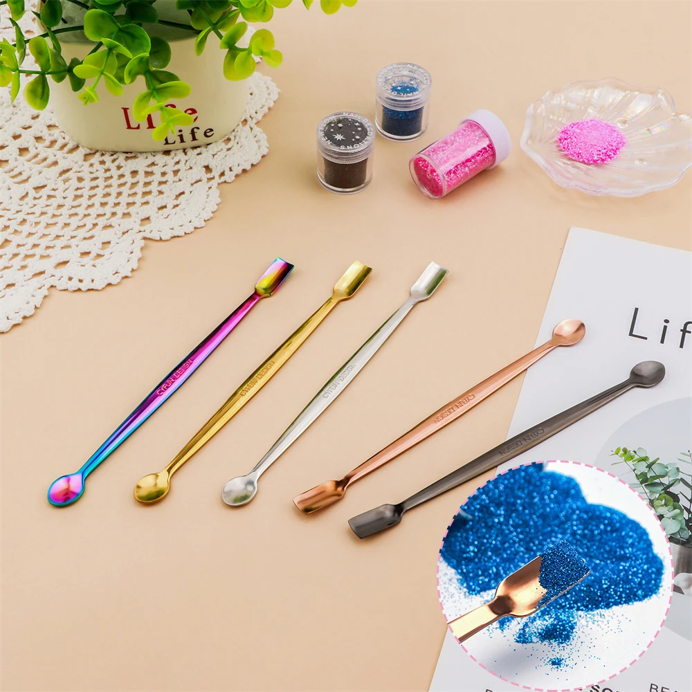 17cm Stainless Steel Craft Spoons For Taking Out Glitter Embossing Powders Sequins To DIY Cards Resin Mold Jewelry Making Tools