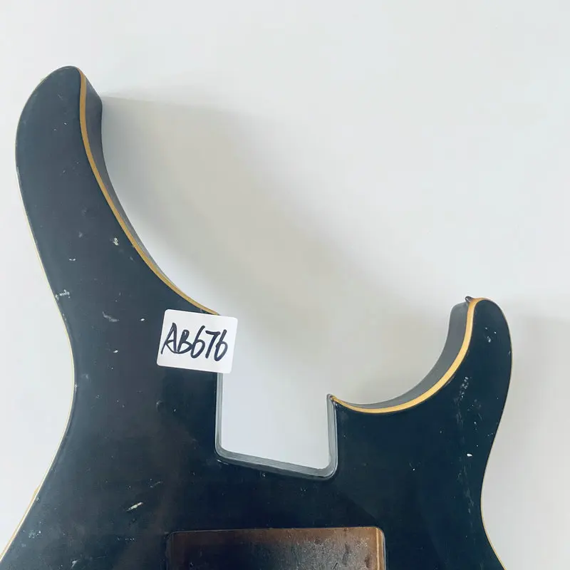 AB676  Active Pickup Electric Bass in Black Color Unfinished Bass Body Cream Color Binding Custom Order DIY Guitar Parts