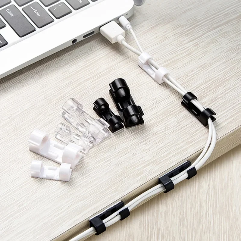 6-24Pcs Cable Clips Organizer Drop Wire Holder Cord Management Self-Adhesive Cable Manager Fixed Clamp Wire Winder