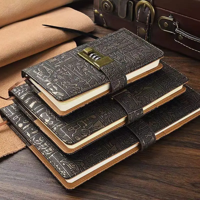 

200 Pages A5A6 Code With Lock Diary Book Notepad Agenda Planner European Style Retro Notebook Simple Hand Account Book Journal