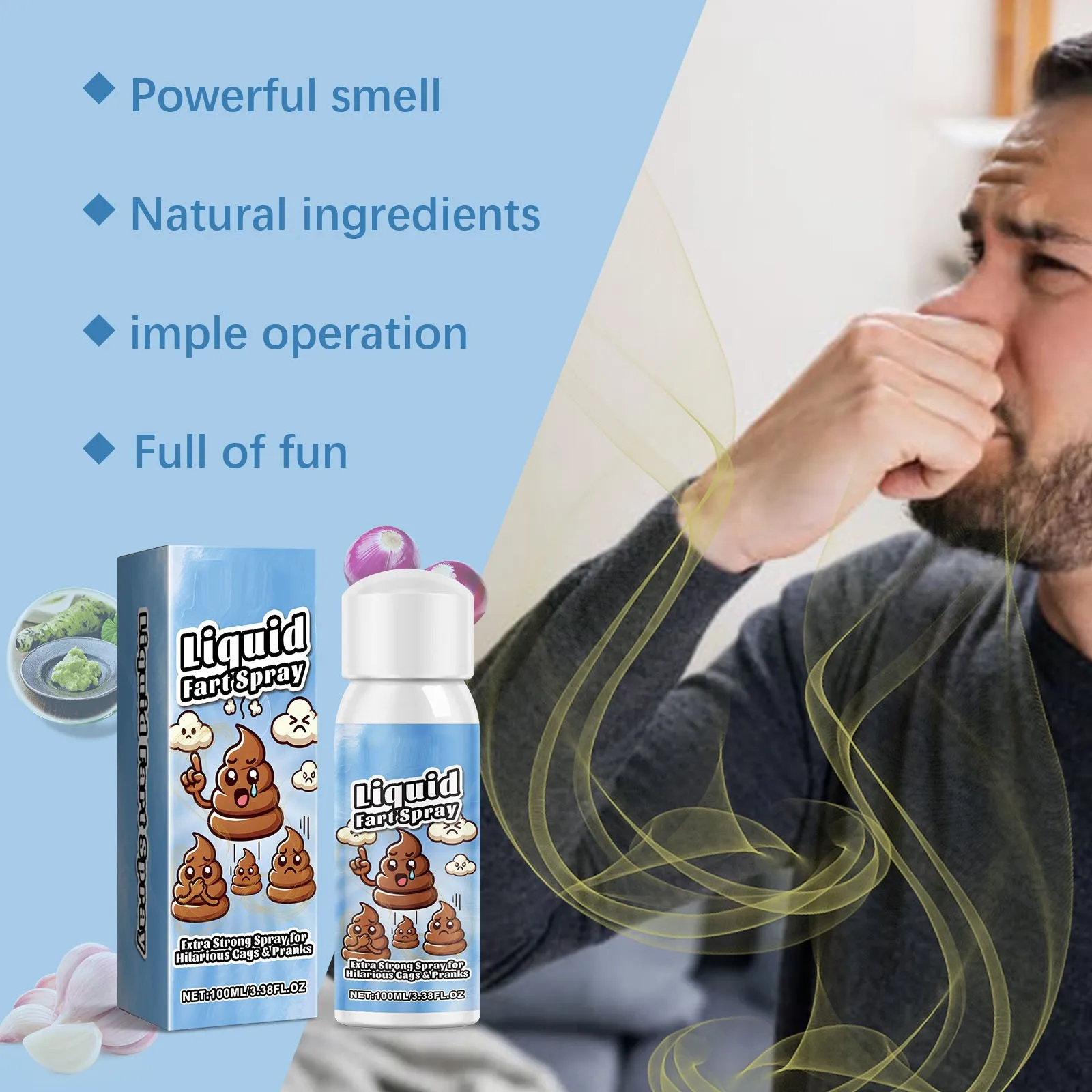 Fart Spray Prank Trick Spray Party Supplies Prank Smell Spray Suitable For Adults Non-Toxic Halloween Funny Toys