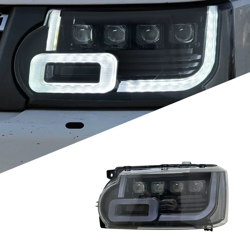 زوج مجموعة مصابيح أمامية ل 2010-2011 2012 2013 لاند روفر رينج روفر سبورت HSE سبورت GT LED أضواء النهار بدوره إشارات المصابيح الأمامية #3