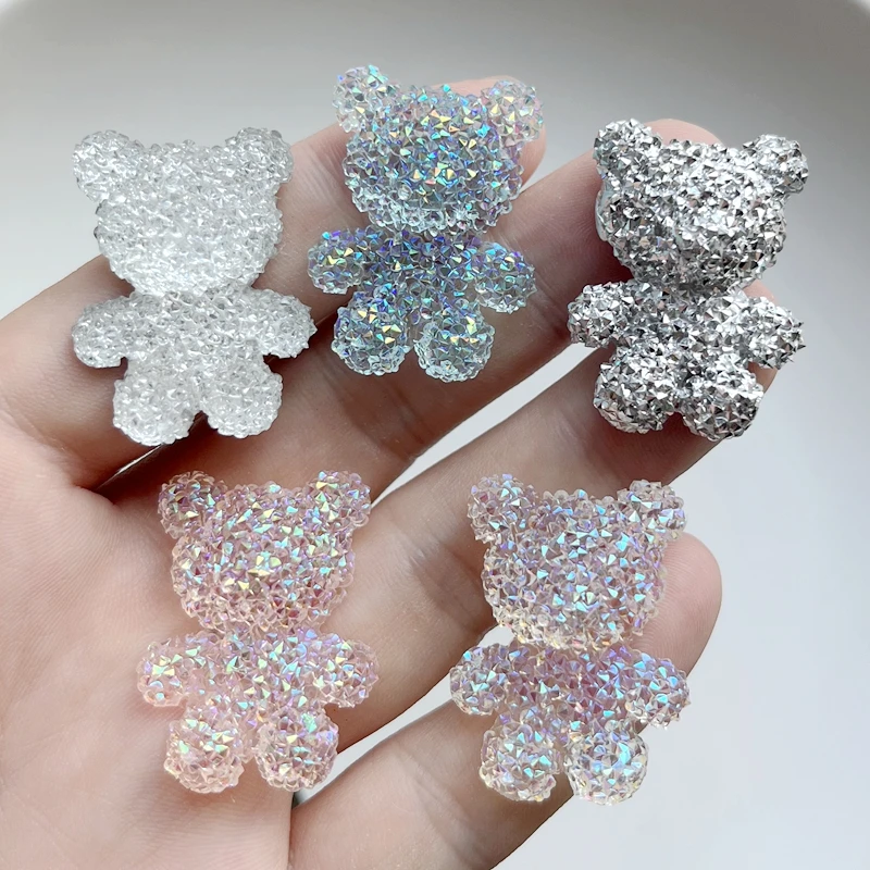 6 pieces of 32 * 24mm mineral bear rhinestone DIY jewelry decoration flat back scrapbook Hairpin accessories