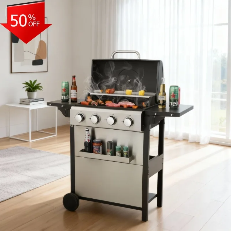 

Bbq Portable Charcoal Barbecue Grill Large Removable Gas Cooker Mini Brazier Camping Large Meat Smoker Barrel Butane Stove Kovea