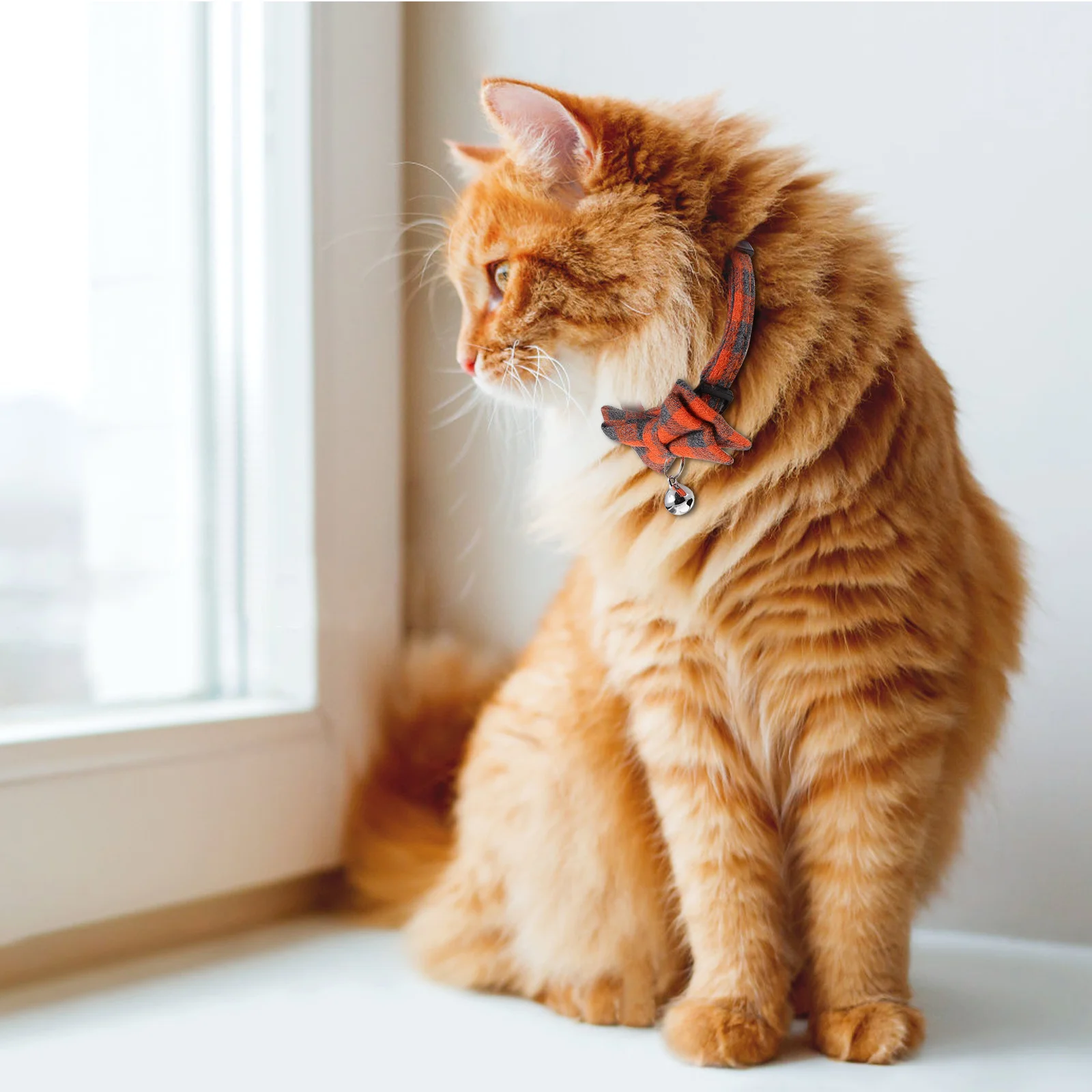 

6Pcs Butterfly Cat Collars Plaid Design Adjustable Soft Polyester Pet Neck Collars for Cats Kitten Collar with Bell Decorative