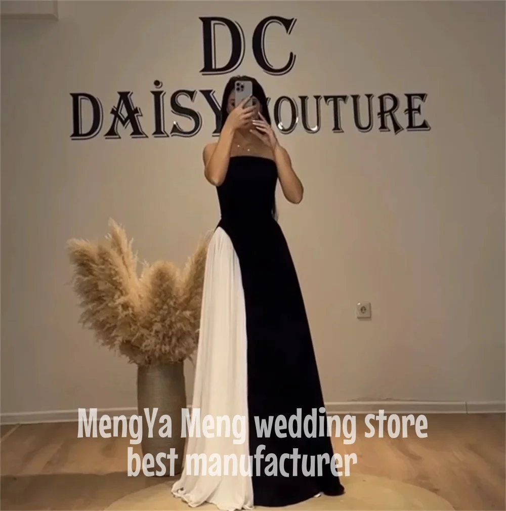 ZHUISHU Contrast Color Strapless Evening Dresses Black and White Women Party Dresses for Formal Occasion Prom Gown Customized