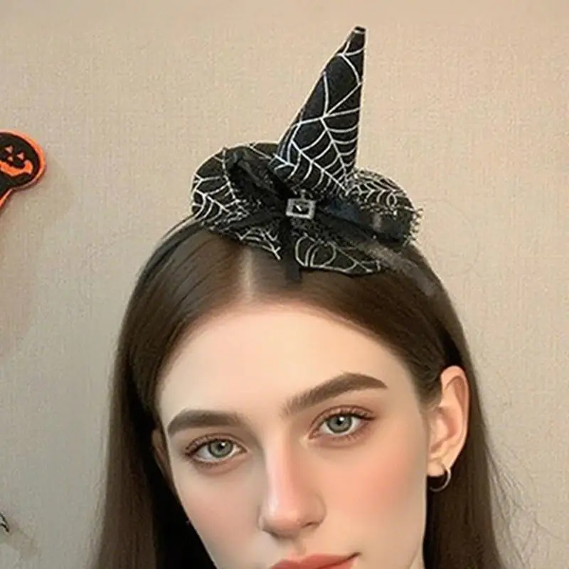 Spiderweb Witch Hat Headpiece For Halloween Party Gathering Adult Kids Hairhoop 6XDA