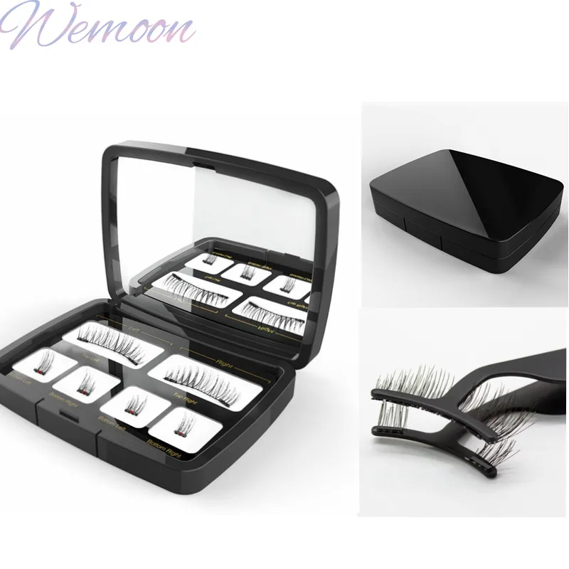 Magnetic Eyelashes Kit Acrylic Box Glue Free Handmade Soft Natural Cross Fake Eye Lash Extension Reusable Strong Absorption