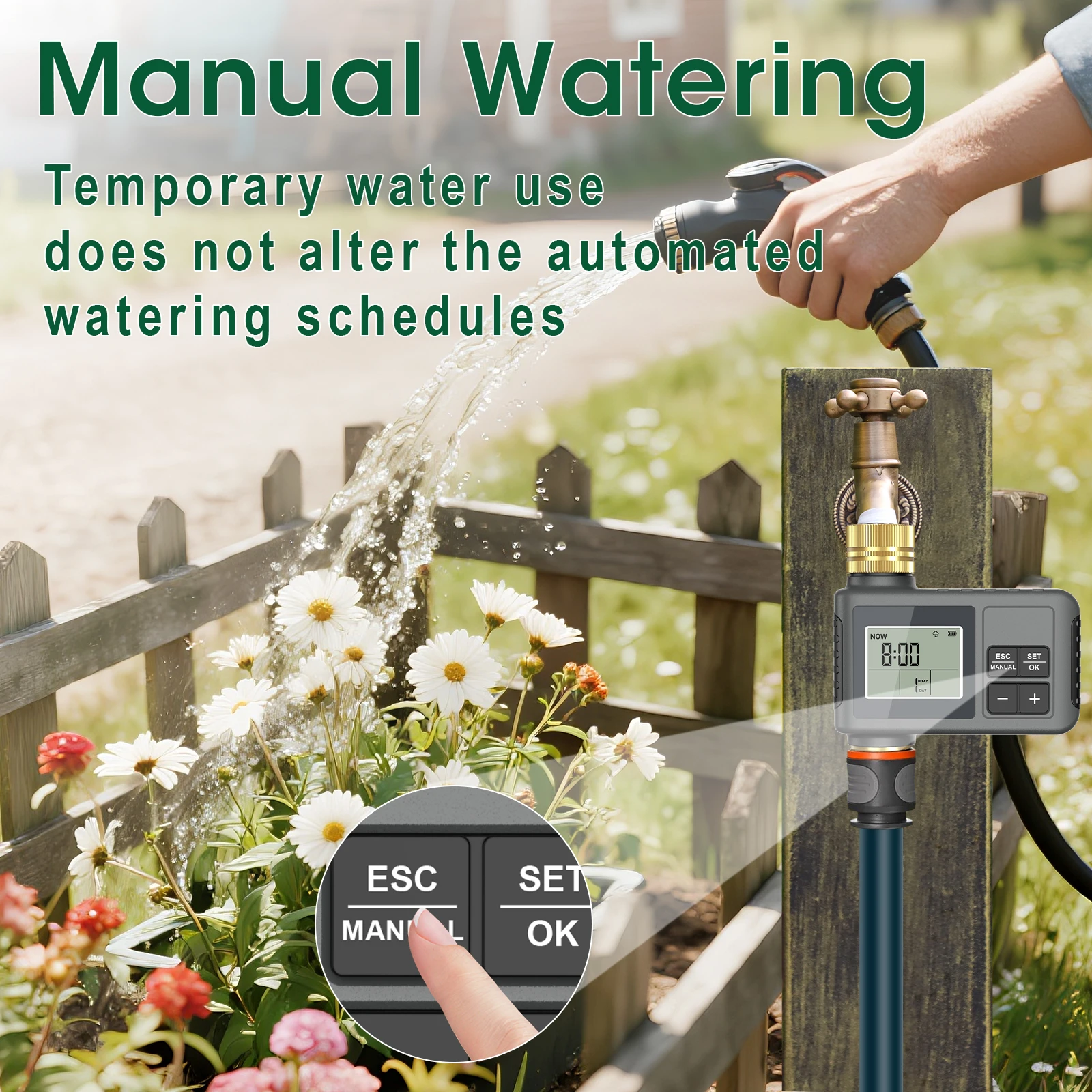 Insoma Automatischer Bewässerungstimer Intelligentes Bewässerungssystem Sprinkler-Timer Gartenprogrammiergerät IPX5 LCD-Display – Detail 8