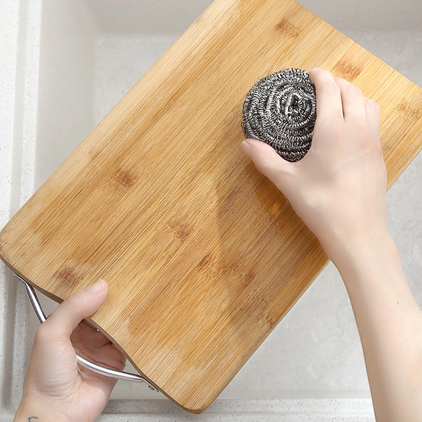 6PCS Stainless Steel Scrubber Scrubbing Scouring Pad Metal Scrubber Removes Grease Oil and Dirt Stains for Kitchen Restaurants