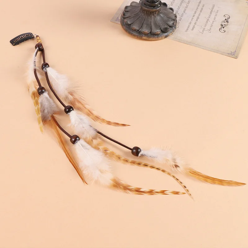 مشبك شعر من الريش للنساء ، نمط عرقي ، عصابة رأس بوهيمية ، شرابة ، أسلوب العطلة ، إكسسوار الشعر ، غطاء رأس هندي ، عتيق