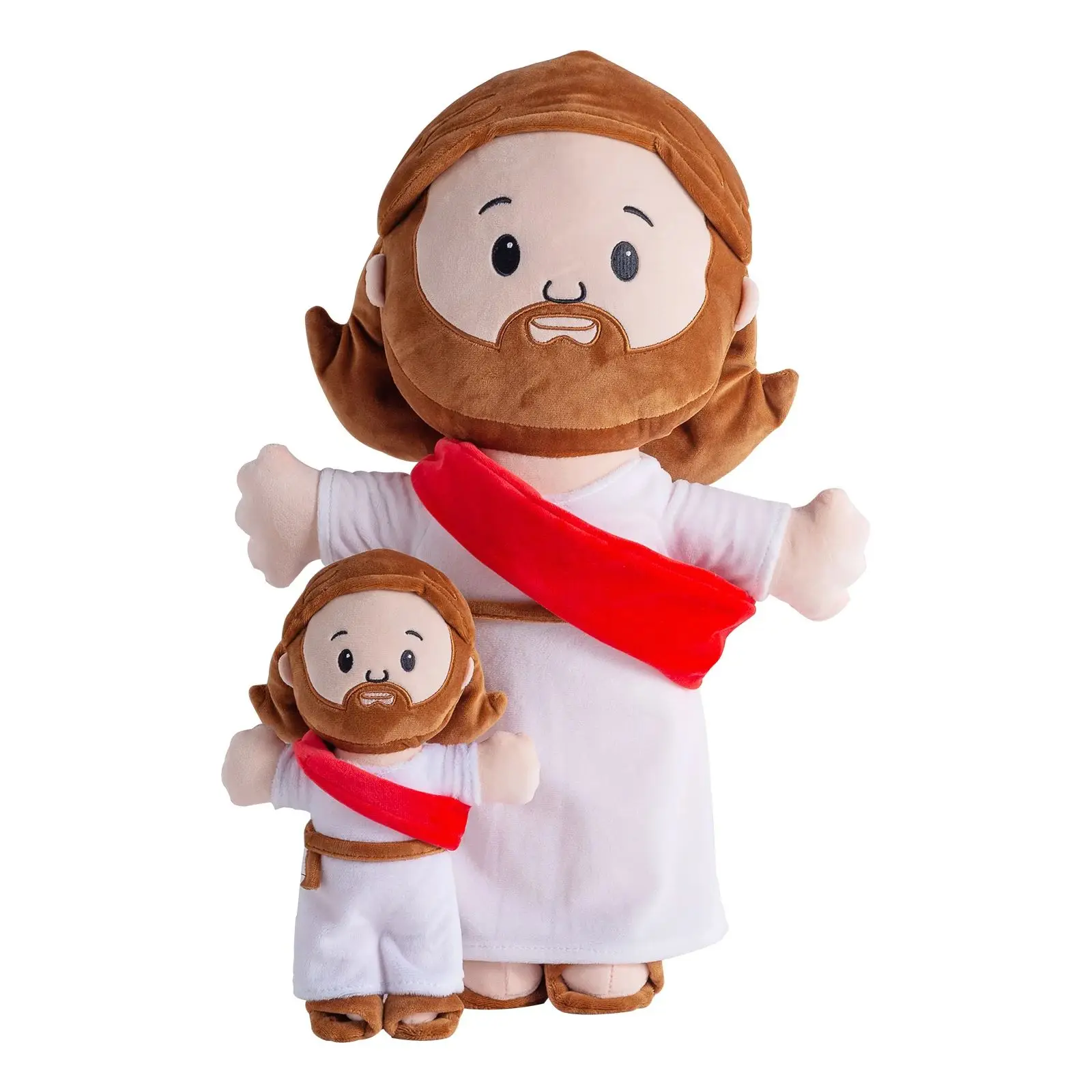 25cm/50cm Cartoon Jesus Pillow Stuffed Toy Bedside Sofa Cushion Christmas Gift Soft Plush Doll with Bible Pillow for Children