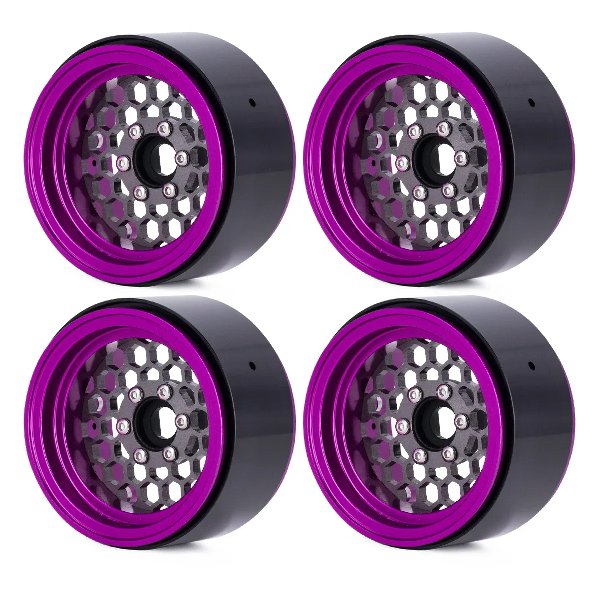 Jantes Beadlock aluminium rose 1.9 RHINOCRAWLER pour SCX10 RR10 Wraith