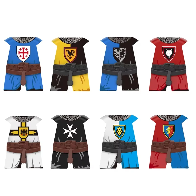 Medieval Soldiers Knights Figure Accessories Building Block Shield Guardian Axe Sword Spear Warrior Armor Assembly Brick Toy E04 view 5