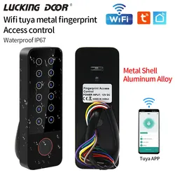 Tuya 12V Waterproof Zinc Wifi Standalone Fingerprint RFID Access Keypad Door Lock System Magnetic Alarm Time Delay 4-8 Bits Pin