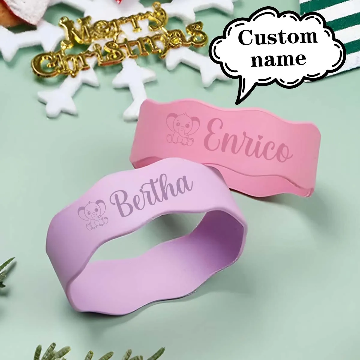 Personalized Name Custom Silicone Tumbler Sleeve Band Flexible Anti-Slip Cup Grip Wrap Water Bottle Decor Strap Custom Party