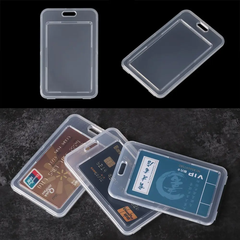 Safety Plastic Double-sided IC Card Holder Transparent Protection Sleeve Business Card Case