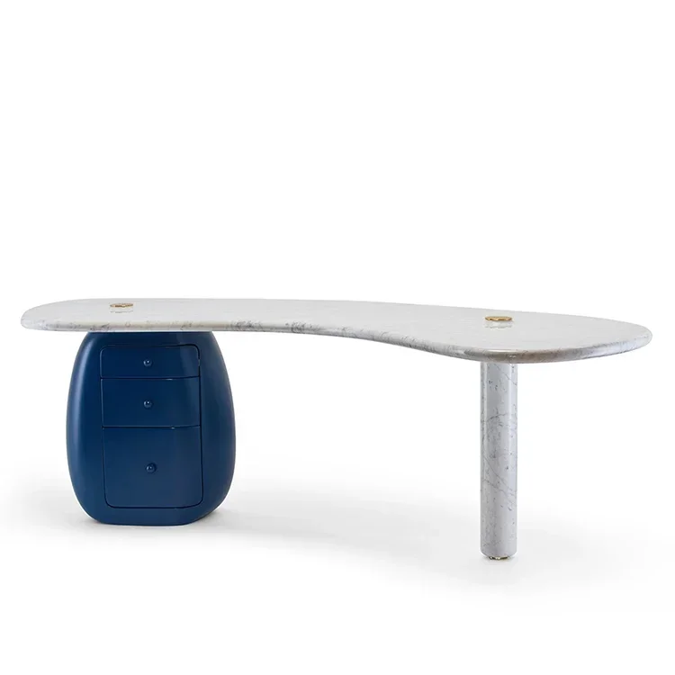 

Современный свет, роскошный дизайнерский креативный мраморный стол неправильной формы, кабинет, компьютерный стол, модель комнаты