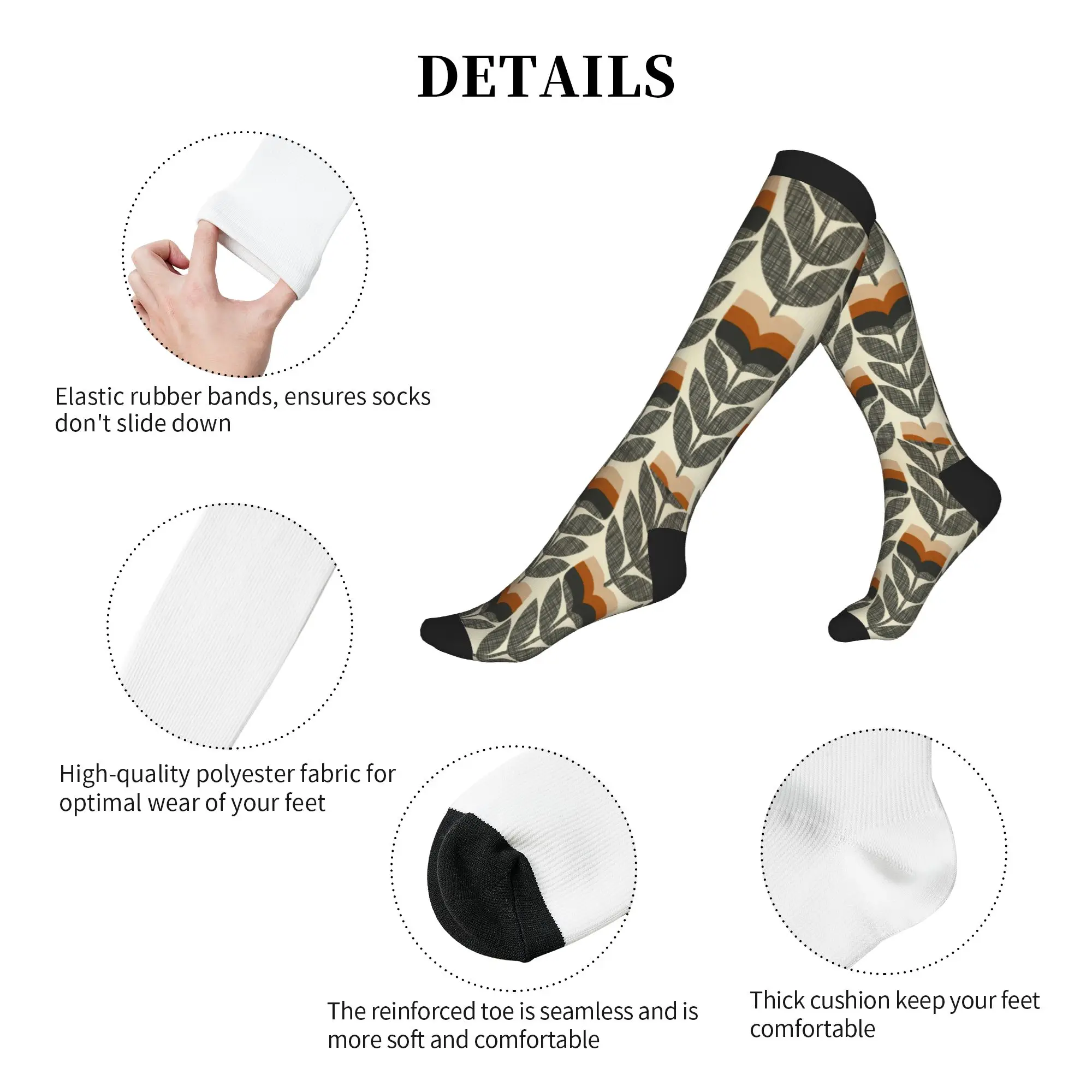 Rose Bud Orange By Orla Kiely Men Women Sports Compression Socks Unisex Kawaii  Spring Summer Autumn Winter Dress Socks - view 5