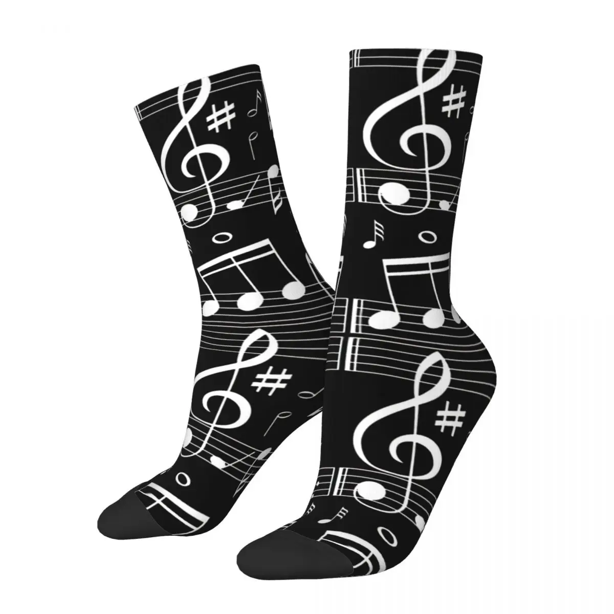 

Hip Hop Retro Dancing Crazy Men's Socks Music Notes Unisex Harajuku Seamless Printed Novelty Happy Crew Sock Boys Gift