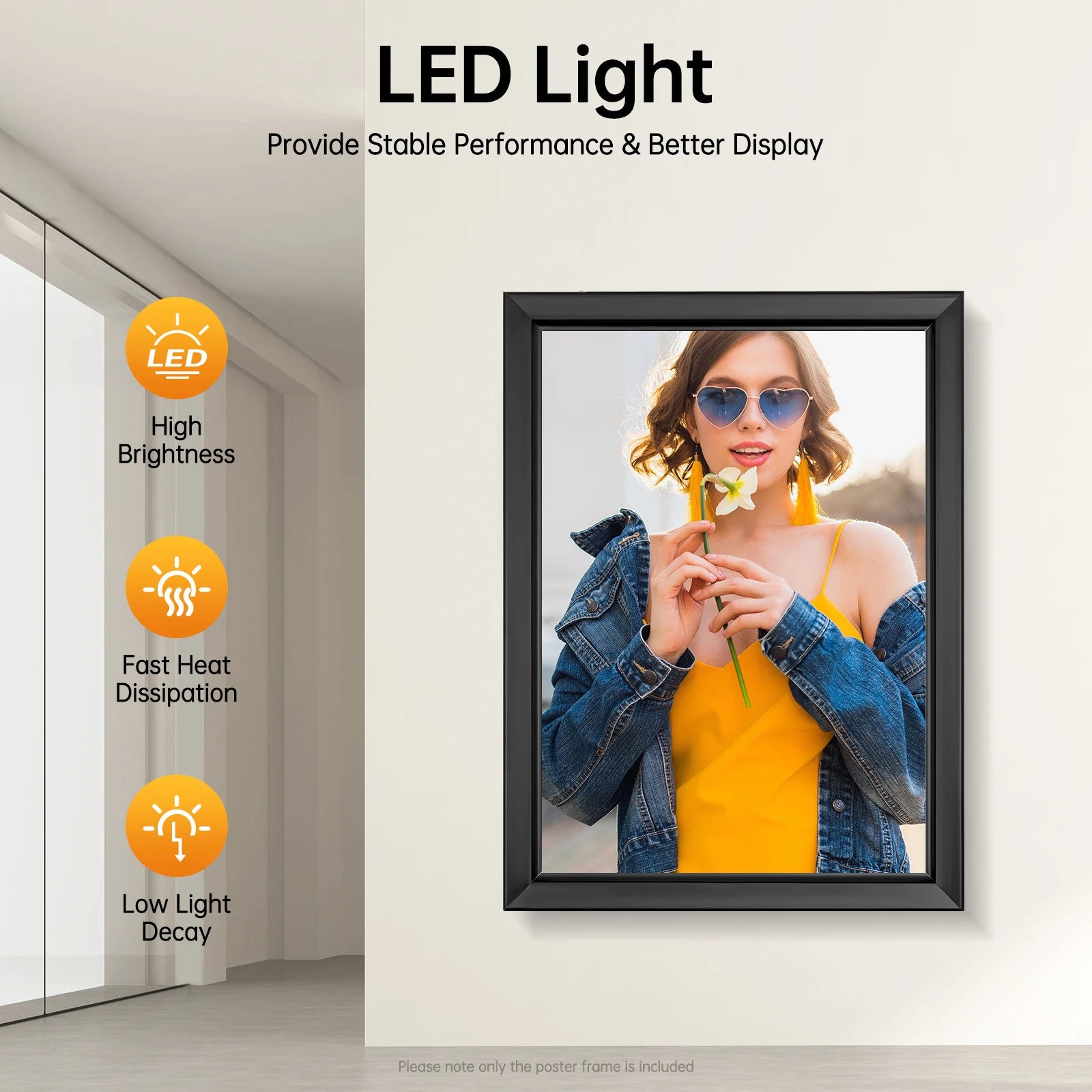 

18x24 Inch LED Poster Frame Wall Mounted LED Light Box Slim Advertising Display Frame 110V for Home Theater Cinema Restaurant