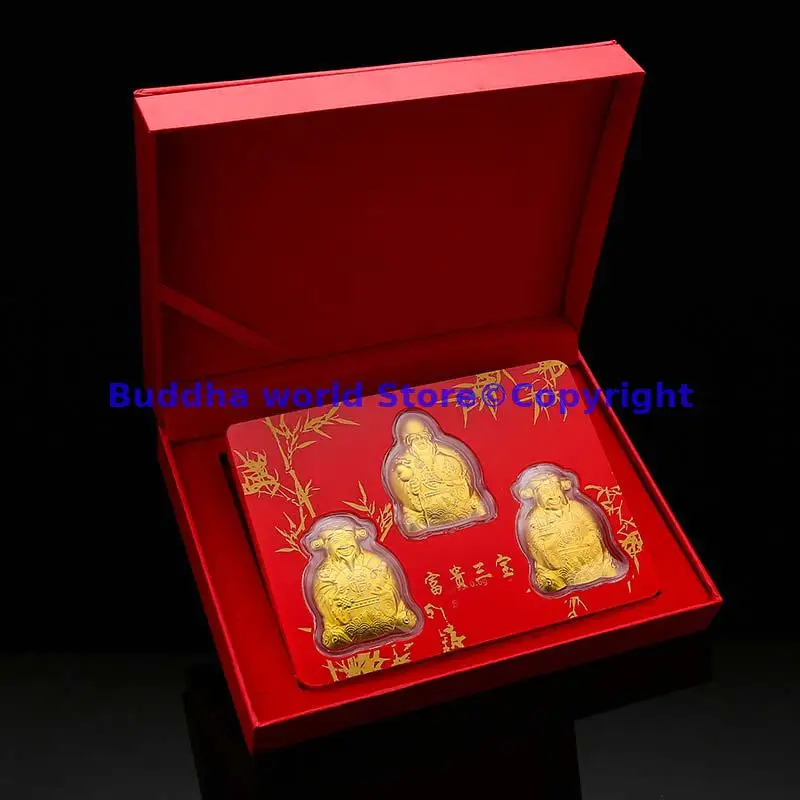 Medalla de Oro multiusos de Dios de la riqueza, maestro omen Geomantic, FU LU SHOU 3, talismán que trae la buena suerte y la riqueza, precio cortado