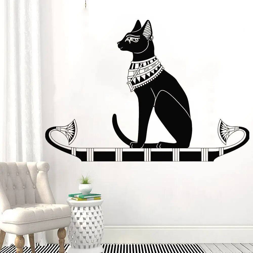 Vinyl Wall Decal Ancient Egypt Egyptian Cat God Bastet Wall Stickers Home Decoration Accessories for Living Room Bedroom Z008