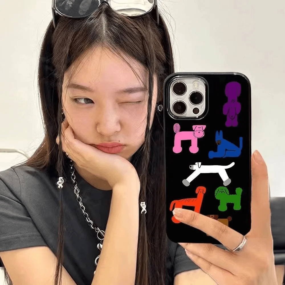 

Korean Ins Strange Seven Dogs Phone Case For iPhone 16 15 14 13 12 11 Pro XS Max 7 8 Plus MINI Sweet Y2K Phone Case