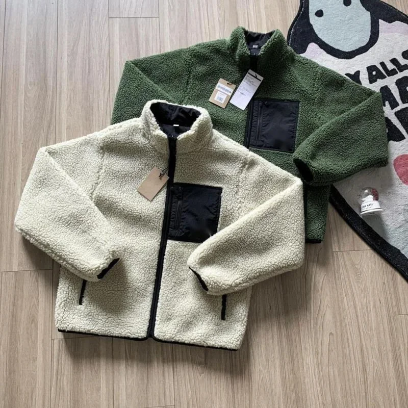 Black 8 Lambhair Hoodie Cardigan America Retro 22AW Autumn Winter Cotton Jacket Thick 2 Sided Lambhair Jacket Couple Top New