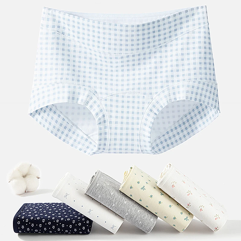 FallSweet 5/10PCS Plus Size Cotton Panties Seamless Women Mid-Rise Underwear Soft Breathable Underpants Briefs Female Lingerie